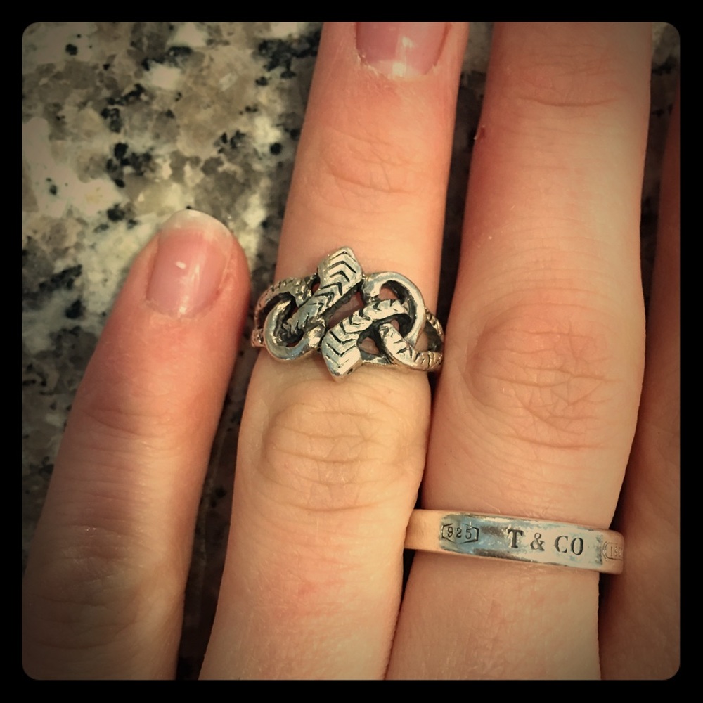Sterling Silver Double Serpent Head Ring